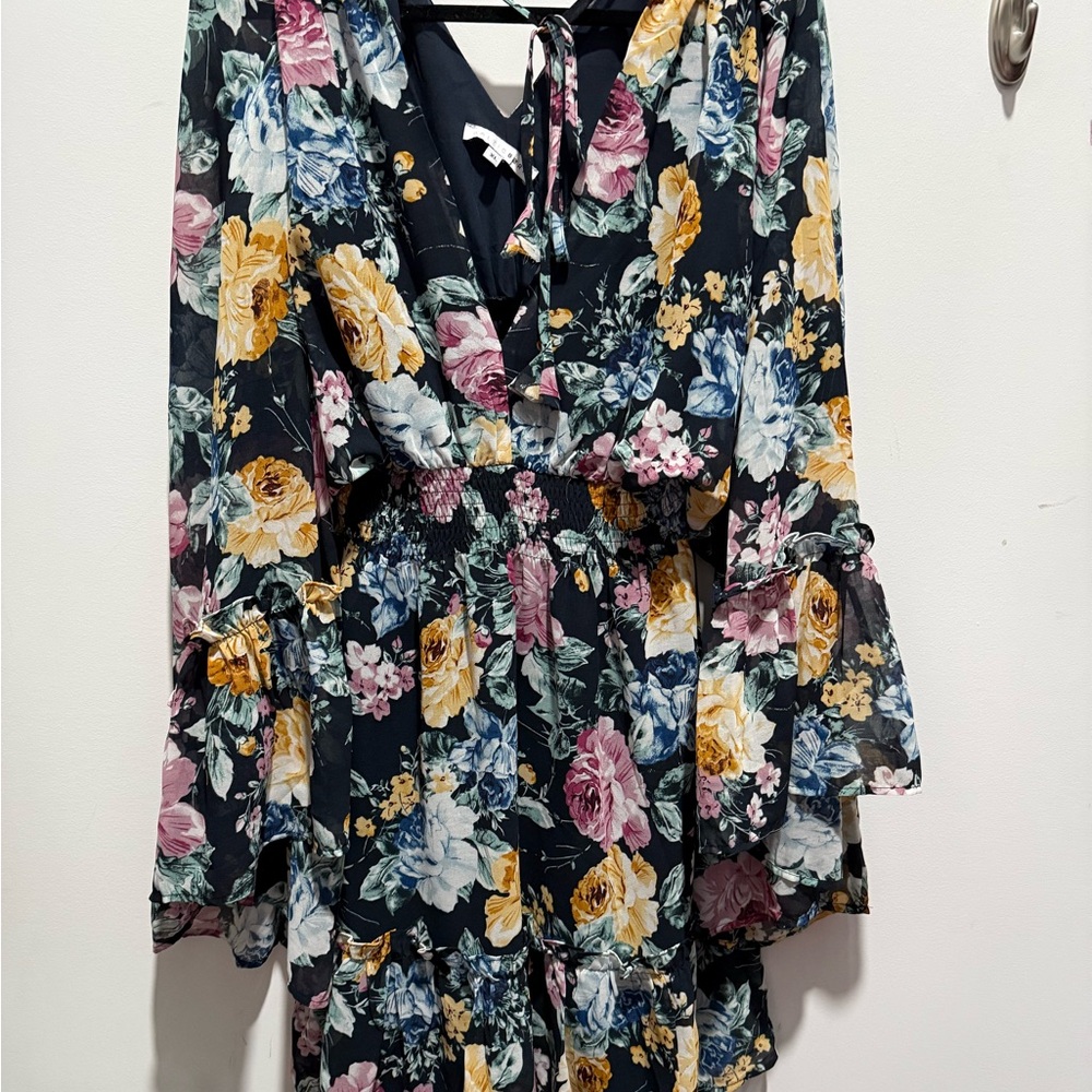 Baltic Born Floral Long Sleeve Dress - Black, Yellow, Pink, Blue